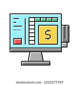 shop self service pos terminal computer color icon vector. shop self service pos terminal computer sign. isolated symbol illustration