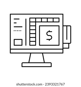 shop self service pos terminal computer line icon vector. shop self service pos terminal computer sign. isolated contour symbol black illustration