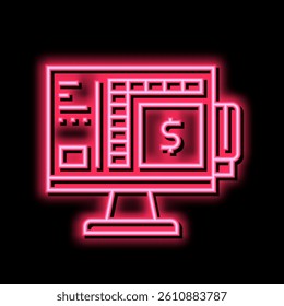 shop self service pos terminal computer neon light sign vector. shop self service pos terminal computer illustration