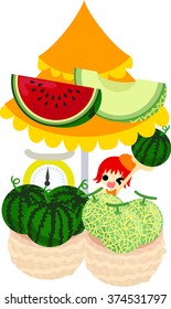 The shop selling watermelon and melon.