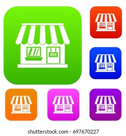 Shop set icon in different colors isolated vector illustration. Premium collection