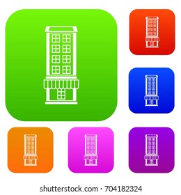 Shop set icon in different colors isolated vector illustration. Premium collection