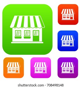 Shop set icon in different colors isolated vector illustration. Premium collection