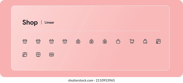 Shop of set linear icons