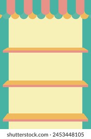 Shop shelf with flat design based on blue-green color