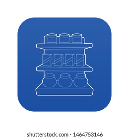 Shop shelves icon blue vector isolated on white background