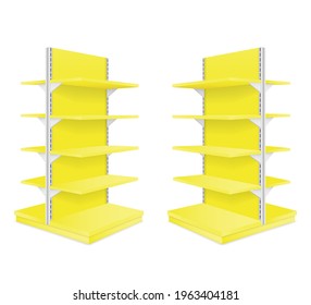 shop shelves racks for selling goods in a store vector illustration isolated on white backgroun