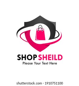 Shop shield logo template illustration
