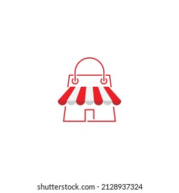 Compra, bolsa de compras. Plantilla de icono del logotipo del vector