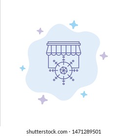 Shop, Shopping, Goal, Business Blue Icon on Abstract Cloud Background. Vector Icon Template background