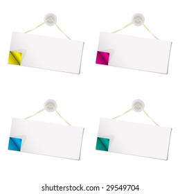 Shop sign at an angle with corner peel with copyspace