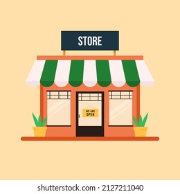 shop with the sign we are open