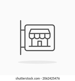 Shop Signboard icon. Editable Stroke and pixel perfect. Outline style. Vector illustration. Enjoy this icon for your project.