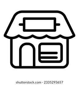 Shop with signboard line icon. Market facade vector illustration isolated on white. Store outline style designed for and app. Eps 10.