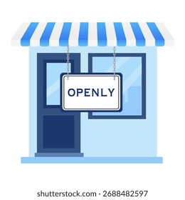 shop with signboard open storefront. vector illustration