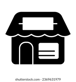 Shop with signboard solid icon. Market facade vector illustration isolated on white. Store glyph style design, designed for web and app. Eps 10