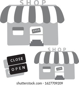 SHOP simple icon vector open / close