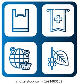 Laden Sie einfache Symbole ein. Enthält Symbole wie Plastiktasche, Banner, Shopping, Kaffee, kann für Web, Handy und Logo verwendet werden
