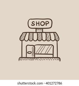 Shop sketch icon.