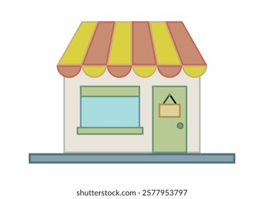 Shop or small business with sign and awning