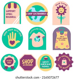 Shop Small Local Business Icon Badge Sticker. Suitable For Social Media, Poster, Website Graphic Element