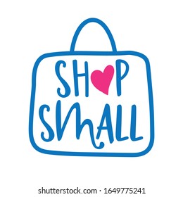 Shop Small - Support small business, buy family business . Flat vector illustrations on white background. Element for labels, stickers or icons, t-shirts or mugs. healthy food design. Go healthy.