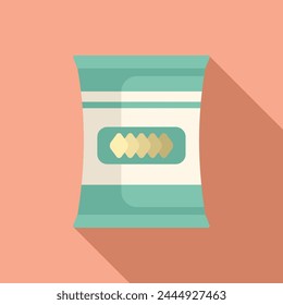 Shop snack pack icon flat vector. Sweet lunch product. Food online store