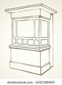 In: Shop Stand. Vektor-Zeichenkiosk