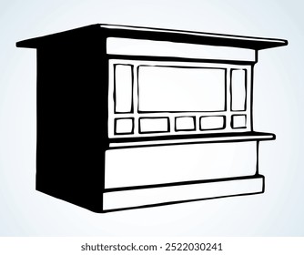 Shop stall. Vector drawing kiosk