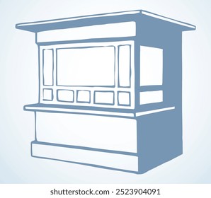 Puesto de la tienda. Quiosco de dibujo de Vector