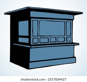 Shop stall. Vector drawing kiosk