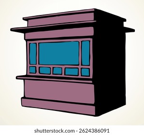 Puesto de la tienda. Quiosco de dibujo de Vector