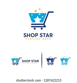 Shop Star logo designs concept, Shopping Cart logo design template vector