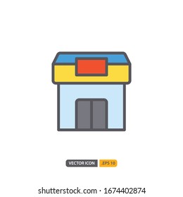 shop station icon in isolated on white background. for your web site design, logo, app, UI. Vector graphics illustration and editable stroke. EPS 10.