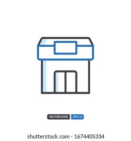 shop station icon in isolated on white background. for your web site design, logo, app, UI. Vector graphics illustration and editable stroke. EPS 10.