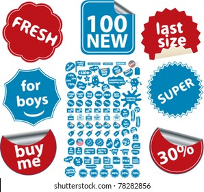shop stickers, icons, signs, vector illustrations