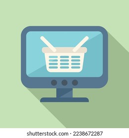 Shop store basket icon flat vector. Digital payment. Credit retail