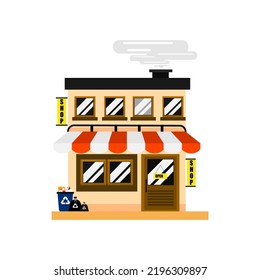 The shop store building illustration on isolated background.