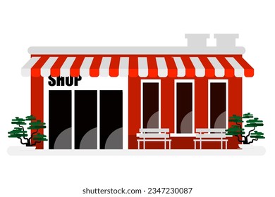 The shop store building illustration on isolated background.