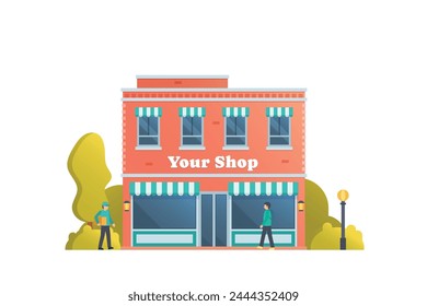 Shop and store building vector illustration premium detail flat style isolated.