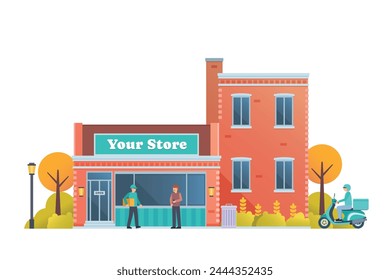 Shop and store building vector illustration premium detail flat style isolated.