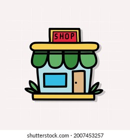 shop store color doodle, vector illustration.