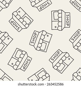 shop store doodle drawing seamless pattern background