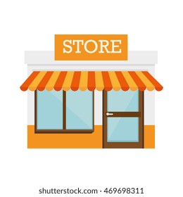 Shop Store Door Front Building Local Window Vector  Isolated And Flat Illustration