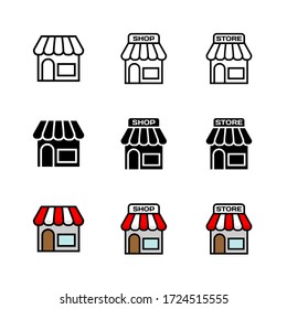 Tienda y tienda - Diseño plano de iconos : Tema de negocio, tema de compras, infografías y otros activos relacionados con el gráfico.