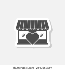 Shop store heart icon sticker isolated on gray background