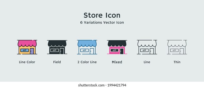 Ver Diseño De Icono De Almacén Con Línea, Mezcla, Ligera, Campo, Colorido, Estilo De Esquema