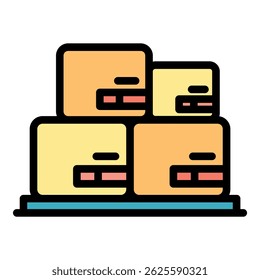 Shop store icon. Outline shop store vector icon color flat isolated