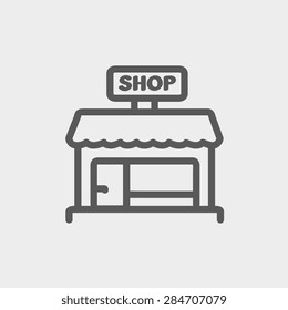 Shop store icon thin line for web and mobile, modern minimalistic flat design. Vector dark grey icon on light grey background.