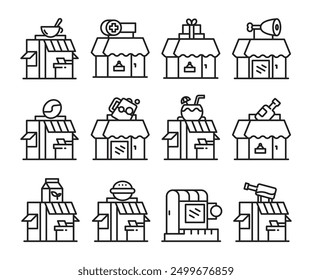 shop and store icons set vector illustration